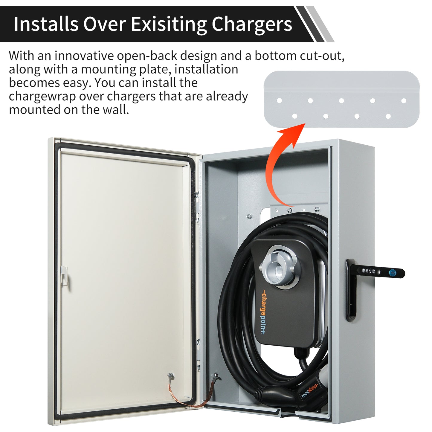 Back Hollow Type of Wall Charger Station Box Compatible with Tesla Gen 3 Indoor/Outdoor Cable Organizer