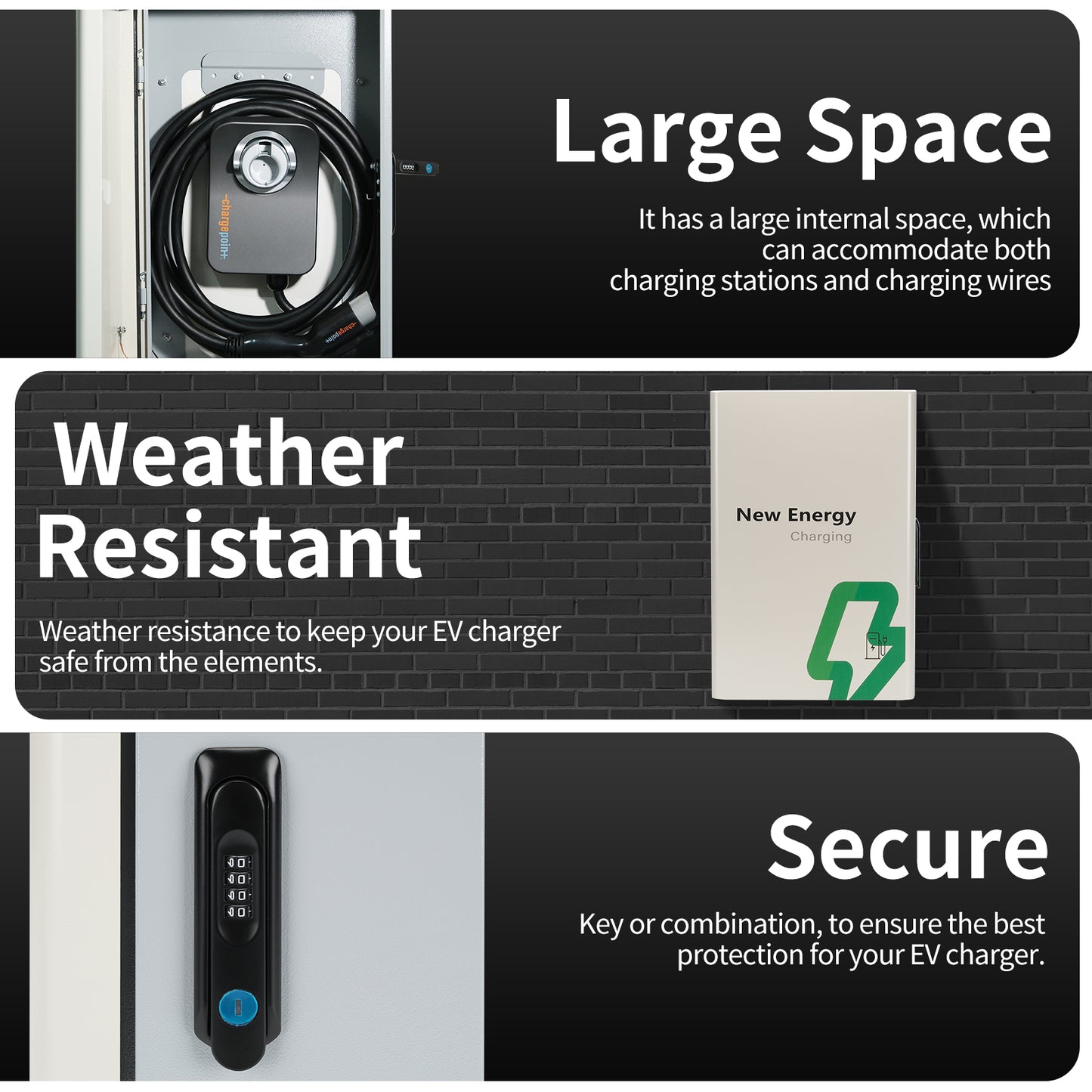 Back Hollow Type of Wall Charger Station Box Compatible with Tesla Gen 3 Indoor/Outdoor Cable Organizer