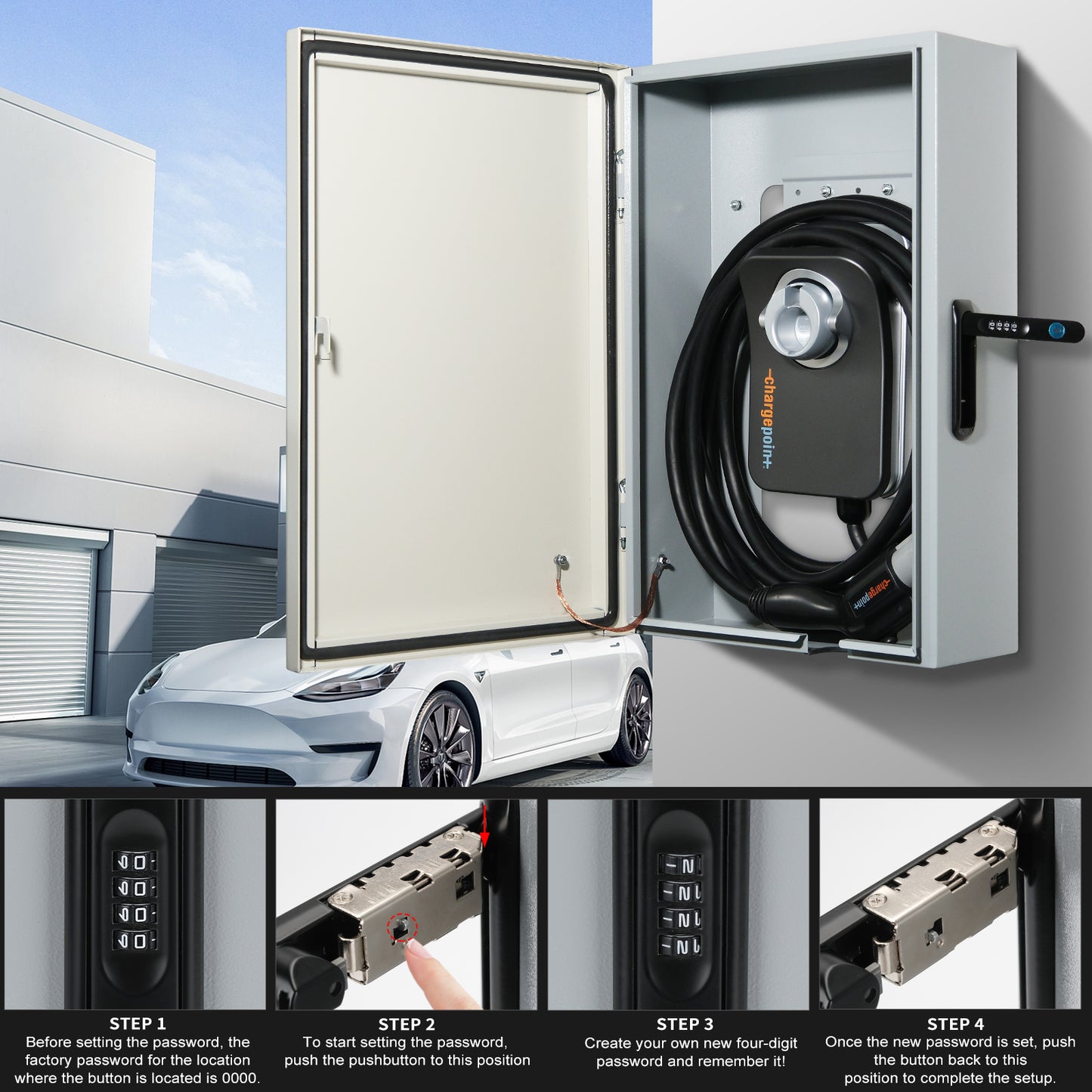 Back Hollow Type of Wall Charger Station Box Compatible with Tesla Gen 3 Indoor/Outdoor Cable Organizer