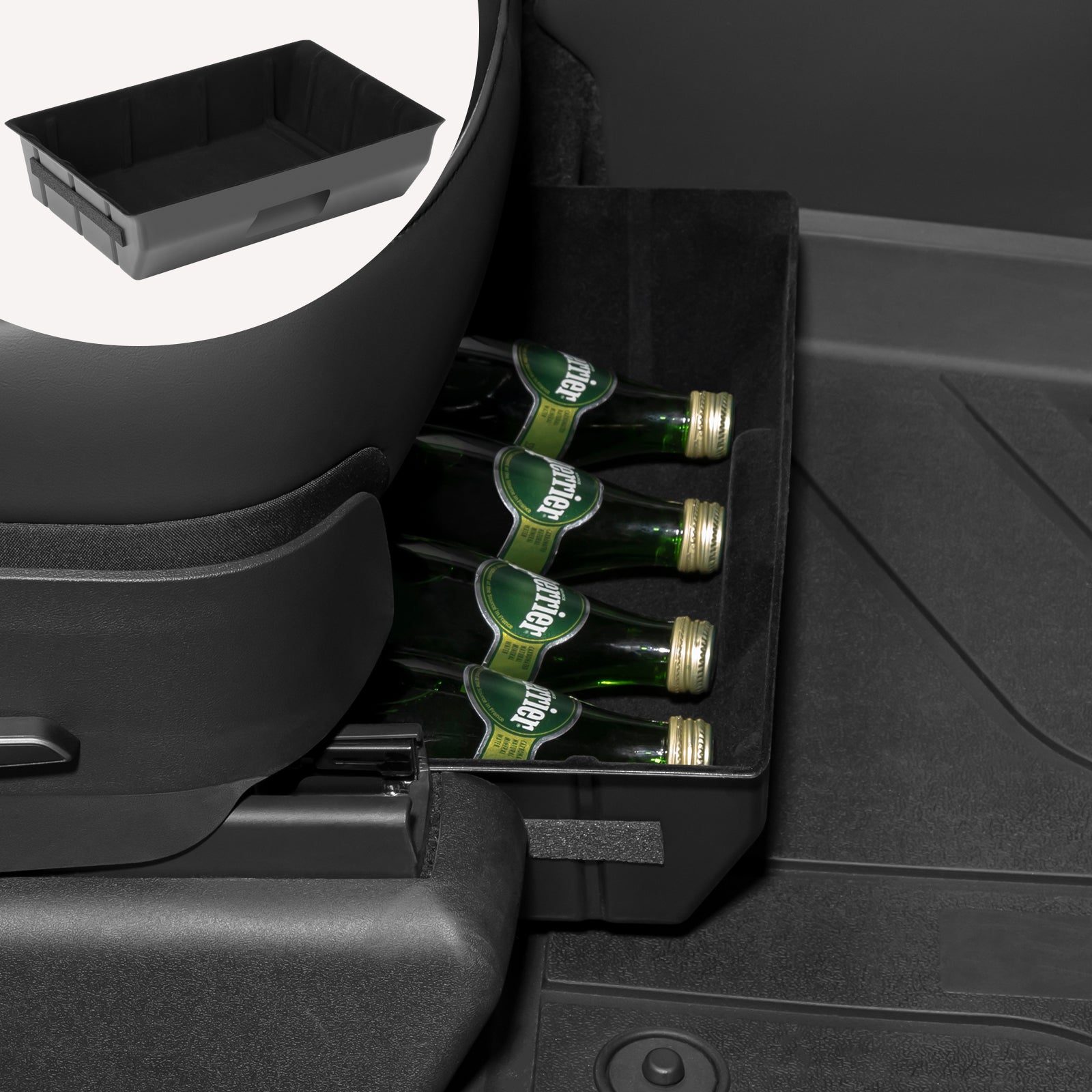 For Tesla Model Y Under Seat Storage Box ABS Flocking Organizer Box  Accessories
