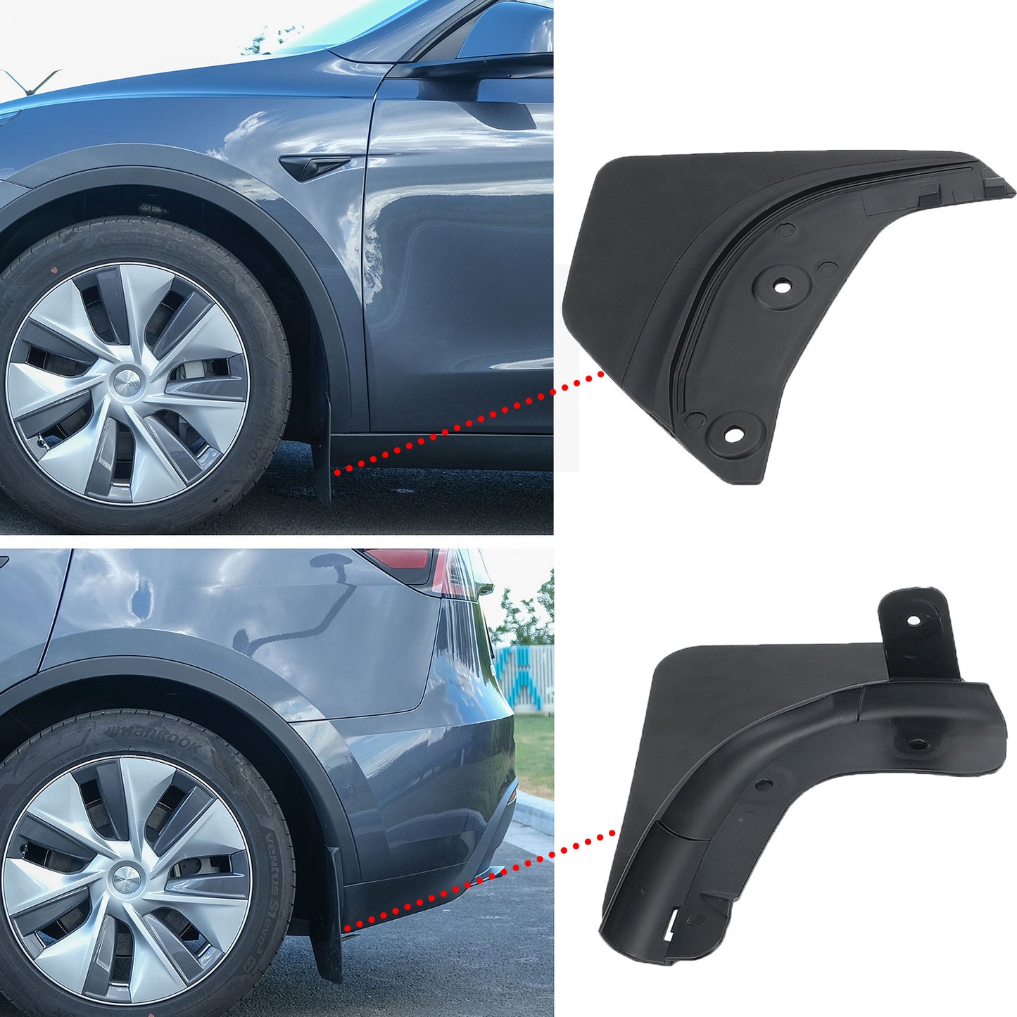 Mud Flaps, Compatible with Tesla Model Y 2023 2024 2025,Splash Guard Accessories, No Drilling Required, Black