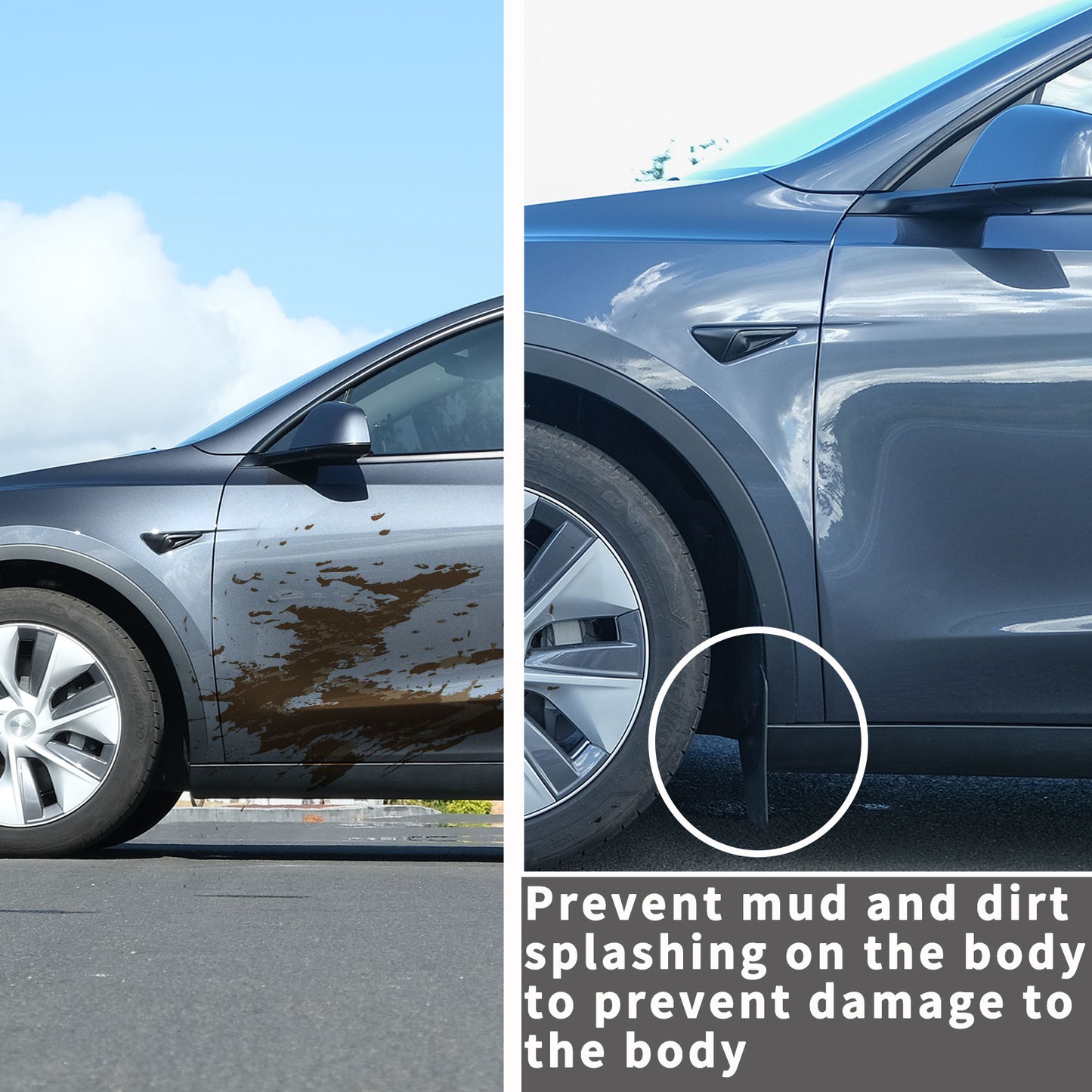 Mud Flaps, Compatible with Tesla Model Y 2023 2024 2025,Splash Guard Accessories, No Drilling Required, Black