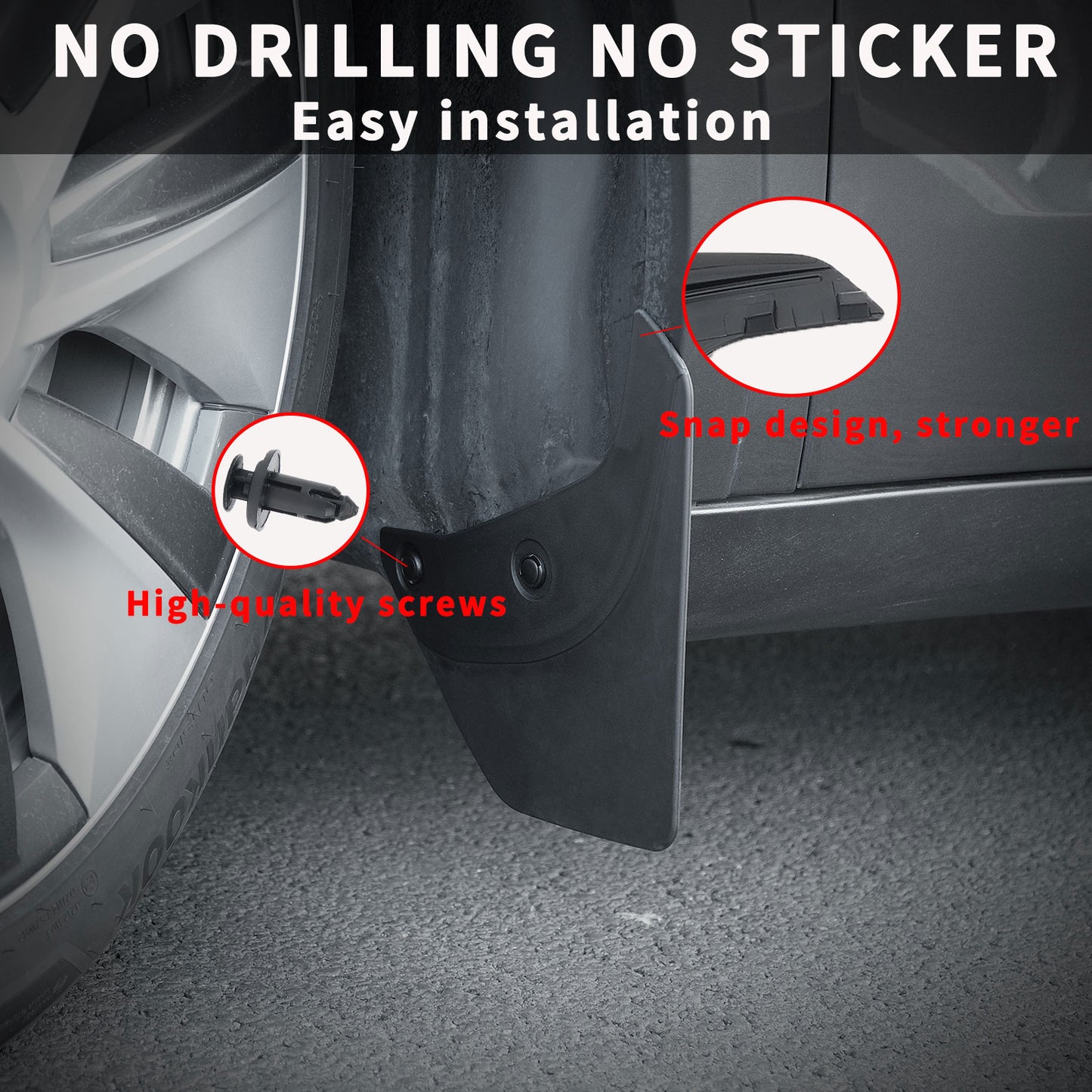 Mud Flaps, Compatible with Tesla Model Y 2023 2024 2025,Splash Guard Accessories, No Drilling Required, Black