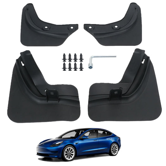 Jawjut Mud Flaps, Compatible with Tesla Model 3,Splash Guard Accessories, No Drilling Required, Black