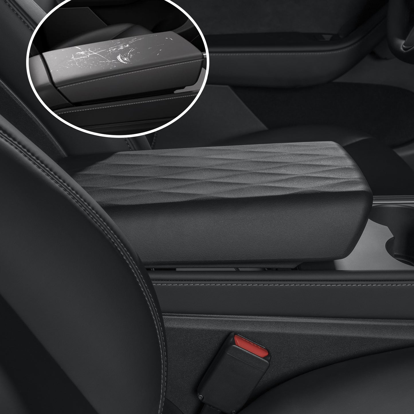 Jawjut Car Armrest Cover for Tesla Model 3 Model Y Center Console Cover Automobile Waterproof Armrest Box Mat Tesla Accessories